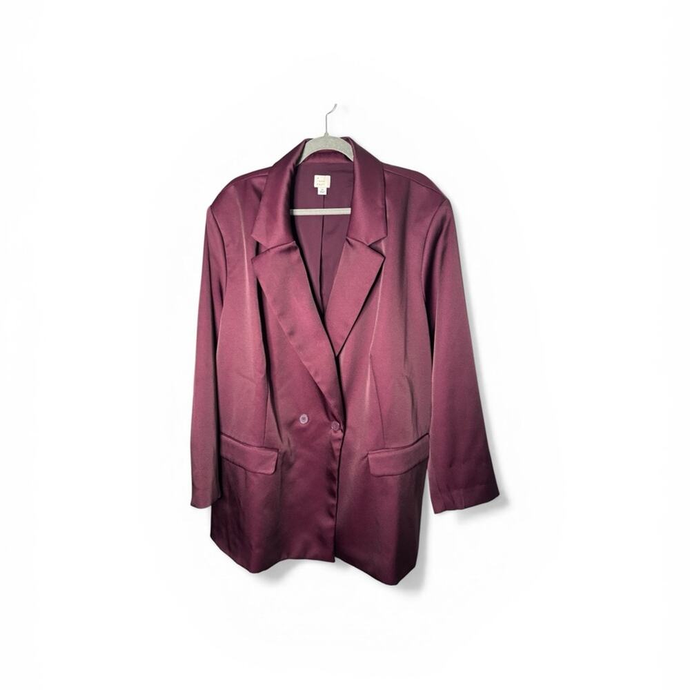 A New Day Burgundy Double Breasted Blazer Plus 3X